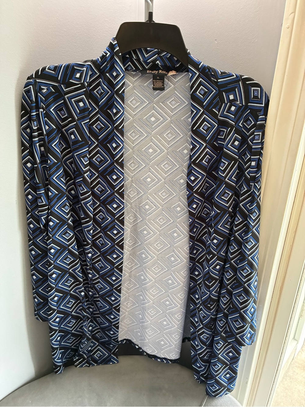 Emily Rose Black Label with Blue and Gray Geometric Print